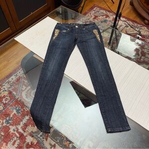 L.A. Idol Dark Blue Jeans with Gold Details